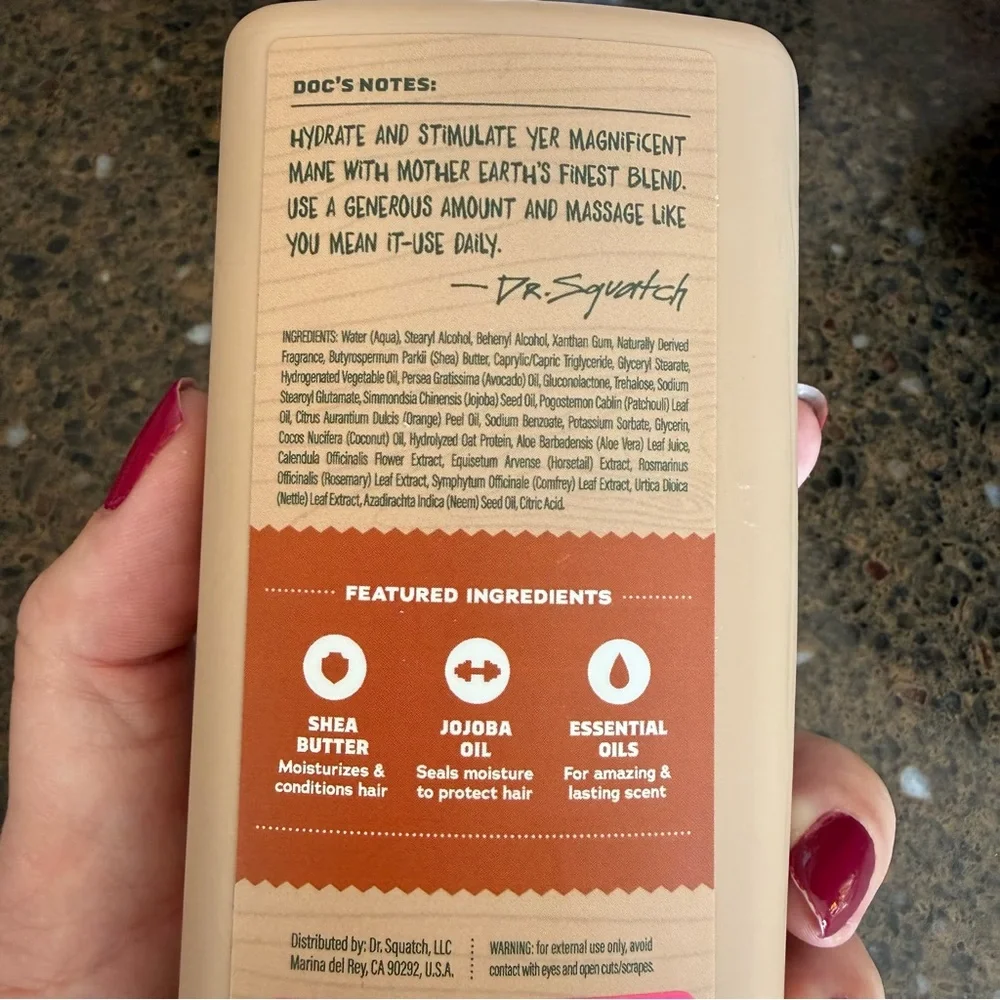 NEW Dr. Squatch Men's Natural Moisturizing Wood Barrel Bourbon Conditioner